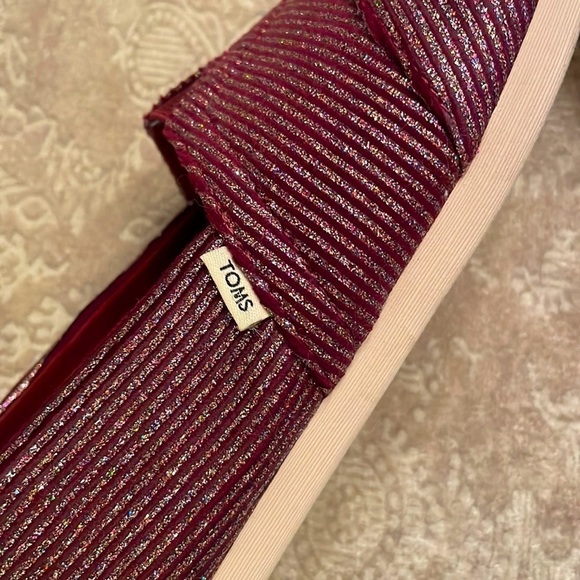 Brand New Toms Cabernet Glitter Rib Knit Slip On Shoes Casual Sparkly Canvas - Picture 9 of 16